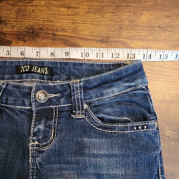 ZCO Jeans 3 Capri Low Rise Wings Embellished Low Rise Medium Wash Denim Western - Picture 5 of 10